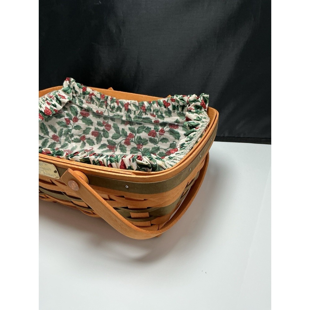 Longaberger 1996 Edition Holiday Cheer Basket Liner & Protector Swing Handles - Picture 3 of 12